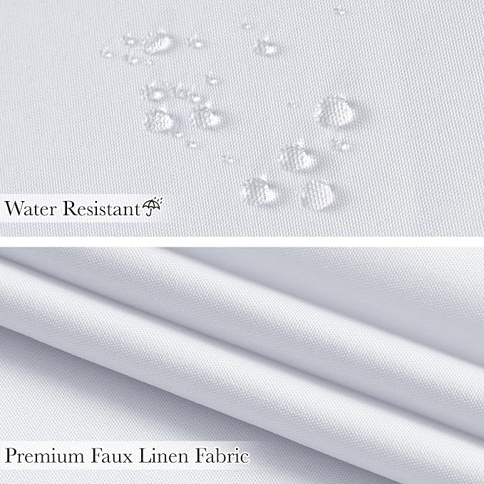 KGORGE White Scalloped Bathroom Shower Curtain Linen Textured, Boho Farmhouse Home Decor Privacy Waterproof for Bathtub Machine Washable, Pure White, 72 x 72 inches Long, 12 Hooks Included