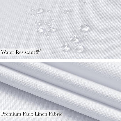 KGORGE White Scalloped Bathroom Shower Curtain Linen Textured, Boho Farmhouse Home Decor Privacy Waterproof for Bathtub Machine Washable, Pure White, 72 x 72 inches Long, 12 Hooks Included