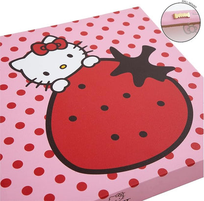 Sanrio Hello Kitty Strawberry and Bow Canvas Wall Art 4 Piece Set for Room Décor,12"x12"