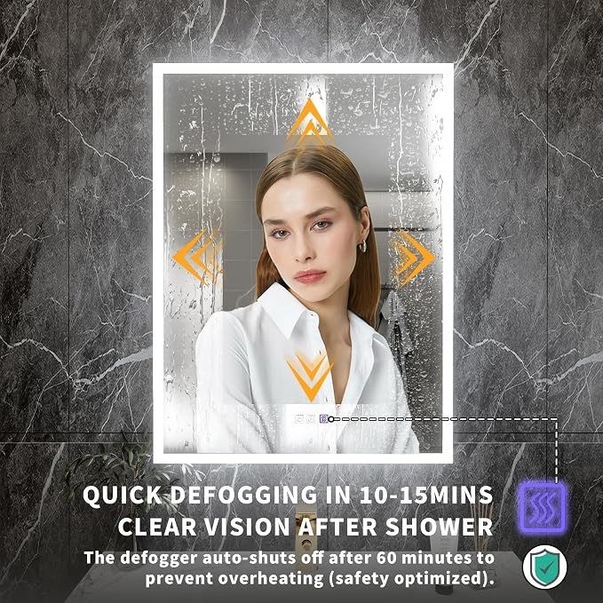 32x24 Lighted Medicine Cabinet with Mirror&Magnifier,LED Medicine Cabinet Mirror for Bathroom,Color Temp, Defogger,Front&Backlit,Built-in Outlets,Dimmable,Soft-closed,Adjustable Shelves,Left Opening