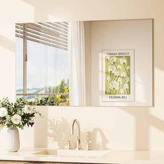 TETOTE Frameless Vanity Mirror 40" x 24" Large Bathroom Mirror for Wall, Bathroom, Living Room, Bedroom, Entryway, Gym, Yoga, Horizontally or Vertically