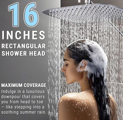 G-Promise 16 Inch All Metal Rain Shower Head with Handheld (Brushed Nickel) | Suits Every Height, Pause Mode Diverter, Massage Mode Handheld, Full Body Coverage, Easy to Install, Modern Bath Upgrade