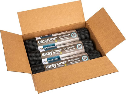 EasyLiner Select Grip Shelf Liner - Easy to Install & Cut to Fit - Non Slip, Non Adhesive, Drawer Shelf & Cabinet Liner for Kitchen, Bathroom, Pantry Cupboards - 12in. x 10ft. - Black - 6 Rolls