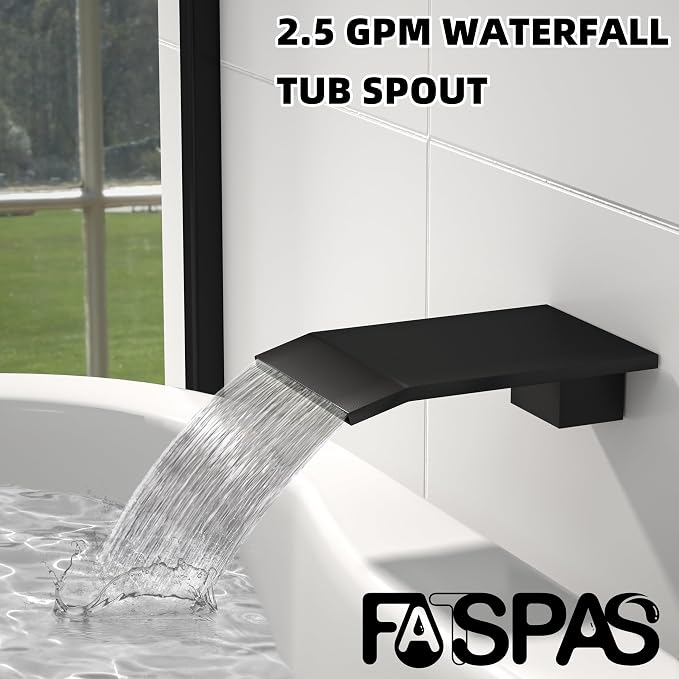Shower System with 10-Inch Rain Head and Tub Spout | All-Metal Tub Shower Faucet Set, Ceiling Mount Rain Showerhead, Handheld Spray, Includes Valve and Trim Kit, Matte Black