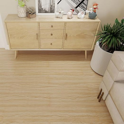 Peel and Stick Floor Tiles 36-Pack, Natural Oak Wood Plank Vinyl Flooring, Self-Adhesive Waterproof Floor Tile for Kitchen, Bathroom, Bedroom, Living Room, Easy Installation, 54 Sq Ft