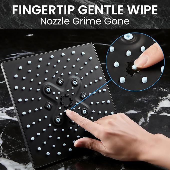Veken Multi-Function Rain Shower Head with Handheld, High Pressure, Square | Rainfall Showerhead, Dual shower heads Combo, 5-mode Detachable Hand Held Spray with Hose, regaderas para shower, Matte Black