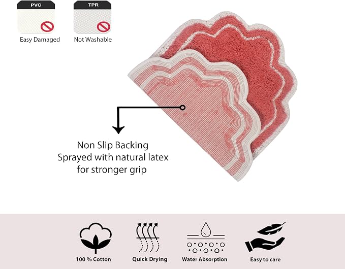 Home Weavers Allure Collection Toilet Lid Seat Cover, Elastic Edges, 100% Cotton Soft Universal Fit for Standard Oblong Round Elongated Bath Room Bowl Lids, Washable, 18"x18" Toilet Lid Cover, Coral