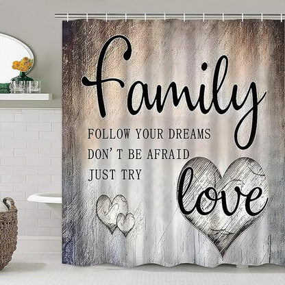 AZHM Inspirational Motivational Shower Curtain Set for Bathroom 4 Pcs Black Bathroom Accessory Decor Sets with Shower Curtain and Rugs
