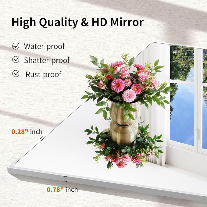 COFENY Silver Bathroom Mirror for Wall, 16x48 Inch Rectangle Mirror with Metal Frame, Modern Vanity Mirrors for Bathroom Living Room, Entryway Hangs Horizontal or Vertical