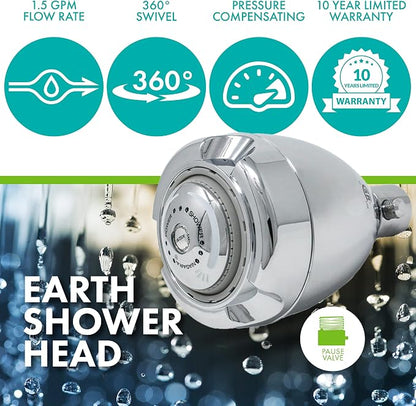 Niagara Conservation Earth Spa with Soap and Soak High Efficiency 1.5 GPM Showerhead in Chrome, N2915C-V