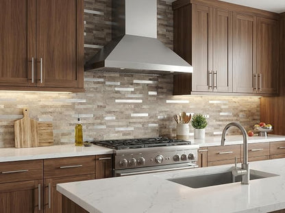 Yipscazo 40 Sheets PVC Wall Tiles Stick on Tiles for Backsplash Kitchen, Bathroom, Laundry Room, Camper, Fireplace (6'' X 12'', Brownish Stone)