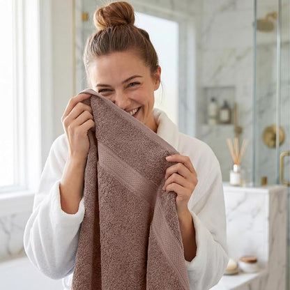 Superior Egyptian Cotton Plush Absorbent, Bath Towel Set of 4, Muted Mauve | Quick Dry, Soft Luxury Towel Set, Bath Essentials for Bathroom, Guest Bath, Spa, 4 Piece Bath, Madeline Towels