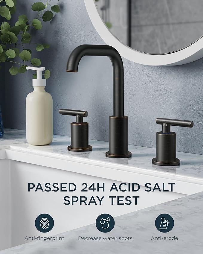 FORIOUS 2 Handles Bathroom Sink Faucets 3 Hole Oil Rubbed Bronze, 8 Inch Widespread Antique Brass Bathroom Faucet with Metal Pop Up Drain and cUPC Supply Lines, for Vanity Restroom RV Lavatory