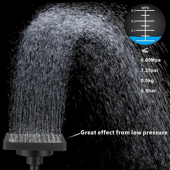 High Pressure Rain Shower Head with Filtered - 6" Square Showerhead Filter for Remove Chlorine and Harmful Substances, Improve Hair and Skin Problems, Matte Black