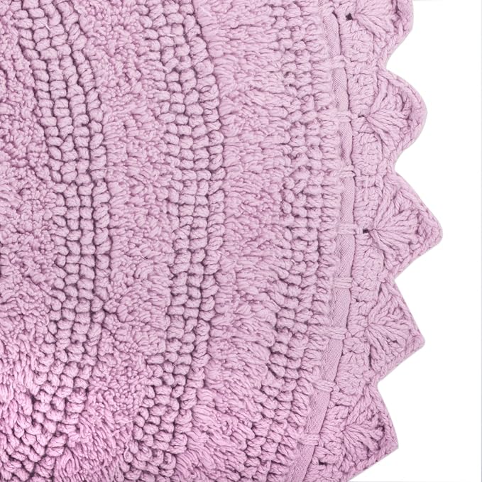 DII Crochet Collection Reversible Bath Mat, Round, 27.5" Diameter, Mauve