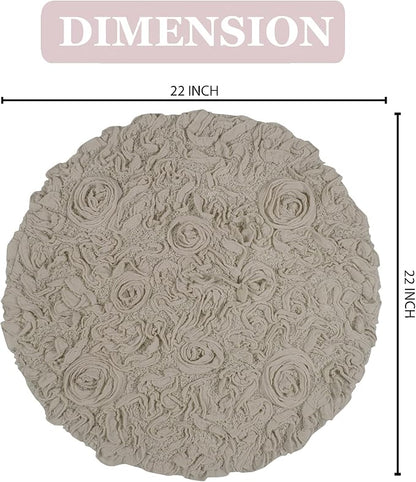 Home Weavers Bell Flower Collection 100% Cotton Tufted Bath Rugs, Extra Soft and Absorbent Bath Rugs, Non-Slip Bath Mats, Machine Washable, Bath Mats for Bathroom Floor and Tub, 22" Round, Linen