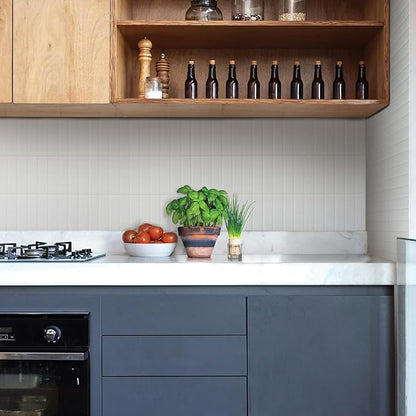 Smart Tiles Peel and Stick backsplash, Stacked Pure White, 11.43"x9" | Pack of 5 (3.5 sq ft), Matte, Heat/Moisture Resistant, Low VOC, Kitchen/Bathroom, Renter Friendly, Made in Canada