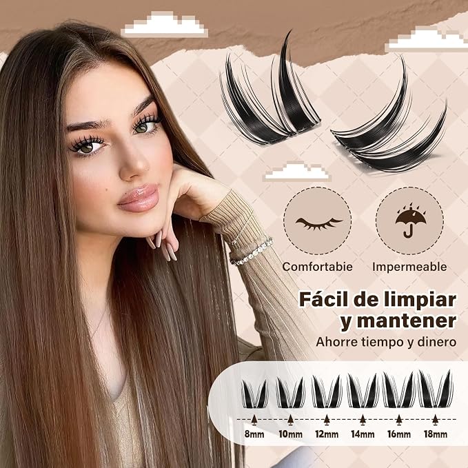 JMS&JMS Cat Lash Clusters Bunny Style Anime Eyelashes Spikes Lash Clusters | C Curl 8-18mix Invisible Band Lash Clusters Cat Wispy Natural Lashes Clusters for DIY at Home