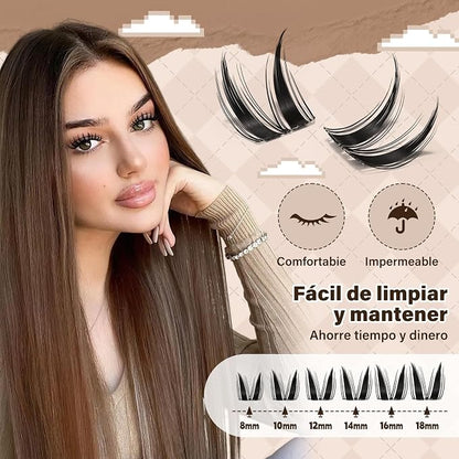 JMS&JMS Cat Lash Clusters Bunny Style Anime Eyelashes Spikes Lash Clusters | C Curl 8-18mix Invisible Band Lash Clusters Cat Wispy Natural Lashes Clusters for DIY at Home