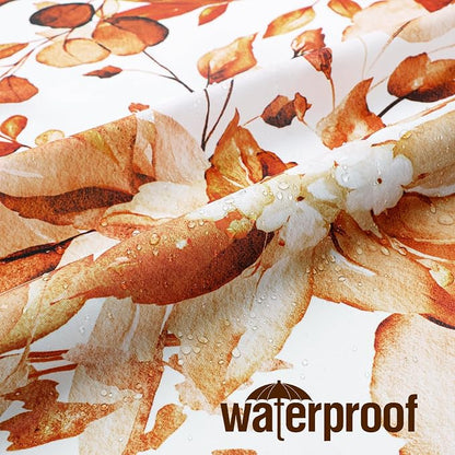 Orange Eucalyptus Shower Curtain, Watercolor Floral Print, 72x84 | Watercolor Plant Leaves Floral Print, Waterproof Fabric Bathroom Decor, Machine Washable, Rustproof Grommets