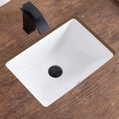 18 Inch Undermount Bathroom Sink White Rectangular,Overflow Type | Ceramic Under Counter Bathroom Sink for Cabinet Porcelain Vanity Sinks (18.3"x13.0")