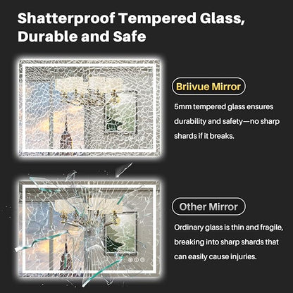 36"x30" LED Bathroom Mirror with Lights, Backlit & Front Lit, Anti-Fog Lighted Bathroom Vanity Mirror for Wall, Memory Function, Dimmable, HD Tempered Glass, Shatter-Proof