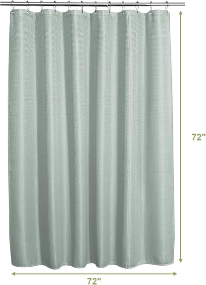 AmazerBath Grayish Green Shower Curtain Waffle Textured, Fabric Shower Curtain Dusty Green Thick Heavy Duty 240GSM Hotel Quality Bathroom Shower Curtains, Premium Polyester, 72 x 72 Inches