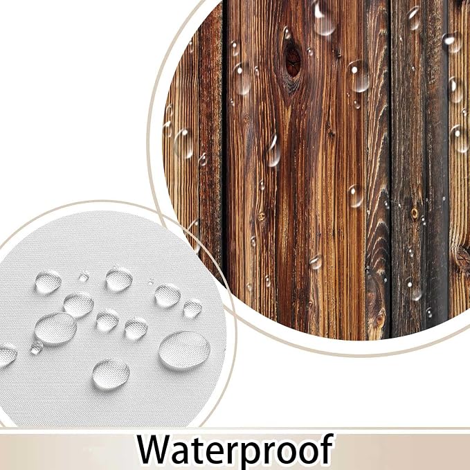 Rustic Brown Stall Shower Curtain, Rustic Barn Door Shower Curtain, Vintage Countryside Wood Board Fabric Bathroom Curtains, Farmhouse Waterproof Cloth Bathroom Sets with Hooks, 47"x64"