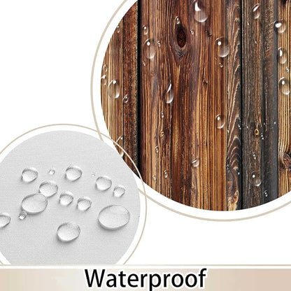 Wooden Board Brown Rustic Shower Curtain, Farmhouse Barn Door Cloth Set for Bathroom, Vintage Countryside Wood Board Fabric Bathroom Decor Curtains, Waterproof Bathroom Sets with Hooks, 72"x72"