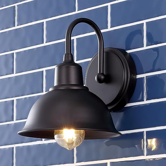 JONATHAN Y 8" Oil Rubbed Bronze Farmhouse Industrial 1-Light LED Vanity Wall Sconce for Bathroom Mirror Kitchen, Metal Shade, Dimmable Vintage Lighting, LED Bulb Included (JYL7481B)