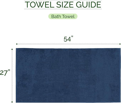 Elegant Comfort 100% Turkish Cotton Corduroy Ribbed Luxury Soft 2 Pack Bath Towels 27 x 54 Inch - Ultra Plush, Absorbent, Quick Dry, Hotel Spa Quality Towels for Bathroom Essentials, Navy