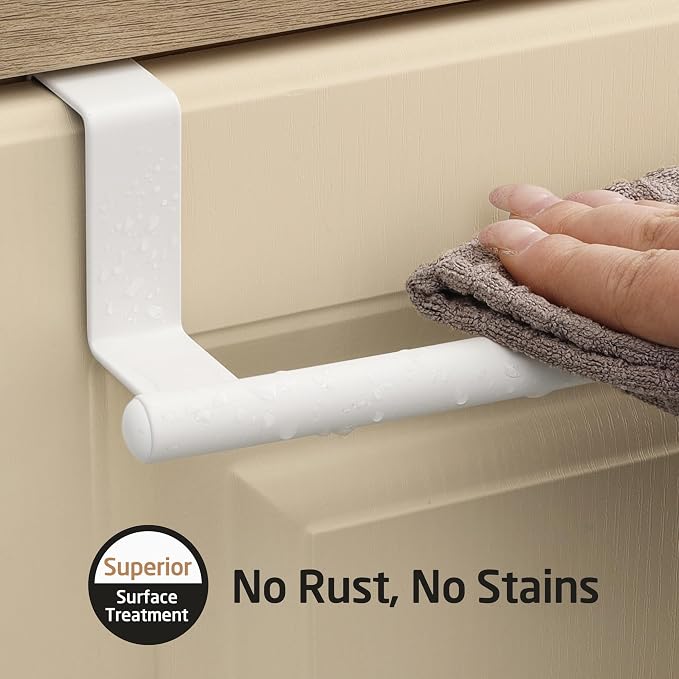 KES Over Cabinet Door Towel Bar Fit 1" Thick, Kitchen Towel Holder, White | Anti-Wobble Stable Fit, Scratchproof, Kitchen Towel Rack for Dish Hand Towels, Cabinet Towel Holder, 2 Pack, KTH500S26-WH-P2