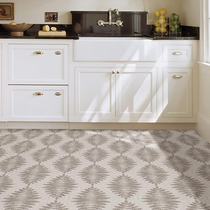 FloorPops FP3298 Foliage Peel & Stick Floor Tiles, Neutral
