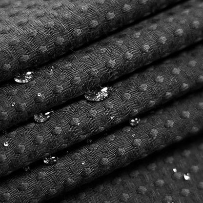 Barossa Design Long Waffle Weave Shower Curtain 71" W x 78" H - Hotel Luxury Spa, 230 GSM Heavy Weighted Fabric, Water Repellent, Black, 71x78