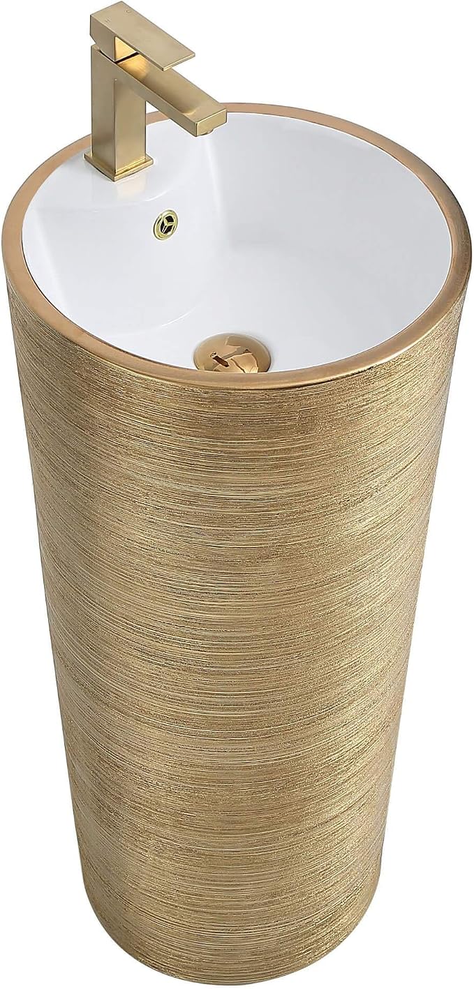 Vannes Bathroom Sinks - Modern Bathroom Pedestal Sink for Contemporary Spaces - Upgrade Your Bathroom with Stylish and Durable Bathroom Pedestal Sinks 16"X16" Brushed Gold
