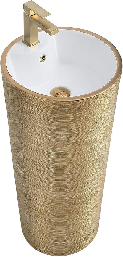 Vannes Bathroom Sinks - Modern Bathroom Pedestal Sink for Contemporary Spaces - Upgrade Your Bathroom with Stylish and Durable Bathroom Pedestal Sinks 16"X16" Brushed Gold