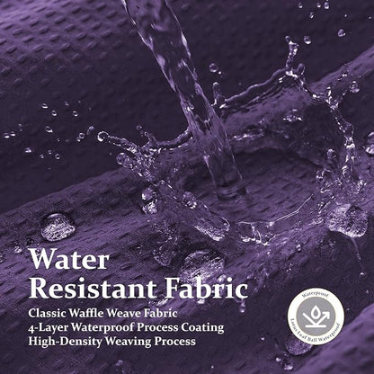 Stall Waffle Shower Curtain 256 GSM Heavy Fabric 60x72 Purple | 60 Inch Wide, Thick Cloth, Weighted Hem, Water Repellent, Hotel Luxury Polyester Shower Curtain Set for Bathroom 10 Hooks