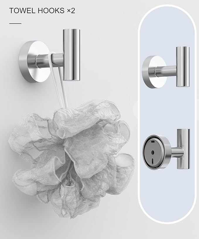 6 Pcs Chrome Bathroom Hardware Accessories Set SUS304 Stainless Steel | Towel Rack and Toilet Paper Holder Set Towel Bar Set Wall Mounted by HOMEMYSTIQUE