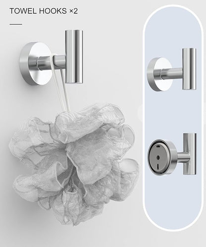6 Pcs Chrome Bathroom Hardware Accessories Set SUS304 Stainless Steel | Towel Rack and Toilet Paper Holder Set Towel Bar Set Wall Mounted by HOMEMYSTIQUE