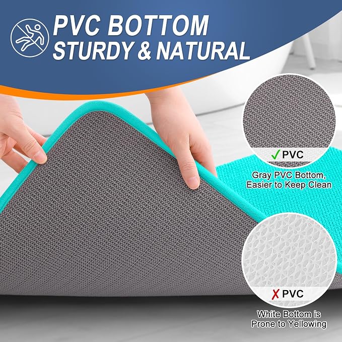 OLANLY Thick Memory Foam Bathroom Rugs 30x20, Soft Absorbent Bath Mat, Teal | Quick Dry Bath Rugs, Non-Slip Carpet, Machine Washable Mats for Bathroom Floor, Tub and Shower, Home Decor Accessories