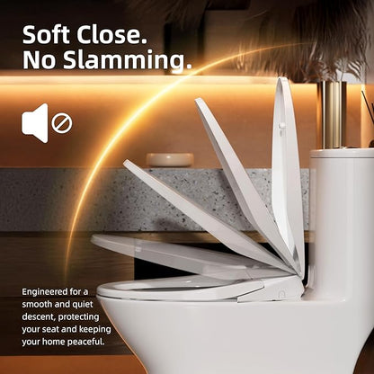 BRAVAT® Non-Electric Bidet Toilet Seat Elongated, Adjustable Water Pressure, Self-Cleaning Dual Nozzles, Easy 15-Min Installation, Ambient Water & Soft-Close, Front & Rear Wash, CUPC Certified, White