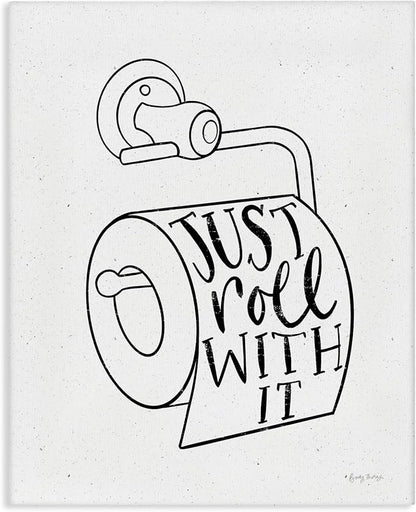 Bathroom Humor Comic Phrase, 30 x 40 Inch Canvas Wall Art | Stupell Industries · By Becky Thorns · Ready to hang · Fun gift for bath and laundry spaces · Made in USA