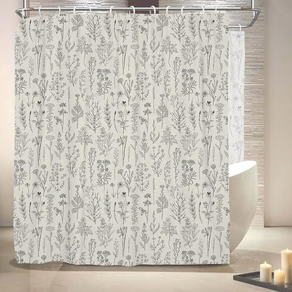 Coxila Vintage Floral Shower Curtain Extra Wide Large Long Clawfoot Tub Wrap Around Flower Retro Farmhouse Rustic Botanical Spring Country Cottage Bathroom 180 x 70 Inch Polyester Fabric 31 Pack Hooks