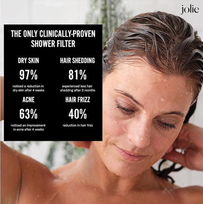 Jolie Replacement Shower Filter for Filtered Showerhead, Hair & Skin | Clinically Tested to Reduce Hair Shedding, Protect Colored Hair, Soothe Dry Skin and Dandruff; Skincare Accessory