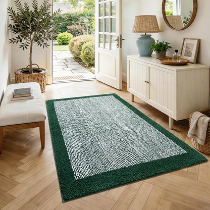 48x32 Large Bathroom Rugs Washable Non Slip, Dark Green Bath Mat for Bathroom Floor Tub, Soft Absorbent Quick Dry Mats for Shower, Bathtub,Home Decor