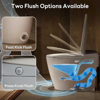 One Piece Toilet with 17.2" ADA Comfort Chair Height Seat,Silver | Compact Modern Toilet for Bathroom,Elongated Bowl,1.0GPF Button & Foot Kick Flush, Air Pressure Assisted Flush, 12'' Rough-in