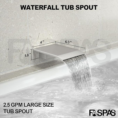 Shower System with Tub Spout, 10-Inch High-Pressure Rain Showerhead and Handheld Combo, Brushed Nickel Shower Faucet Set with Rough-in Valve and Trim Kit, Wall Mounted All-Metal Shower Set