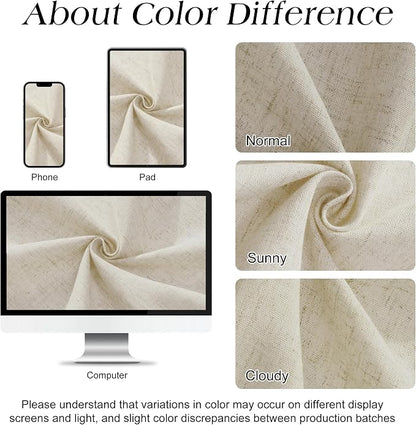 Extra Long Linen Shower Curtain 90 Inch Long Shower Curtains Set with Hooks for Bathroom Boho Farmhouse Fabric Neutral Cloth Modern Cottage Core Waterproof,Vanilla