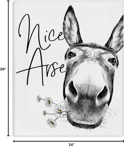 Funny Donkey Bathroom Comic, 16 x 20 Inch Canvas Wall Art | Stupell Industries | 16 x 20 Inches, Easy to Hang and Sturdy, Made in USA, by Lettered and Lined