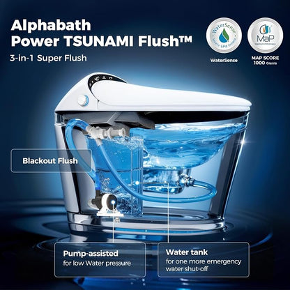 Smart Toilet with Bidet built in, Bidet Toilet with Water Filtration | Nano Self-Cleaning Glaze, Pump assisted, Auto Deodorizer, Blackout Flush, Auto Open/Close/Flush, ADA Comfort Height,MAP1000